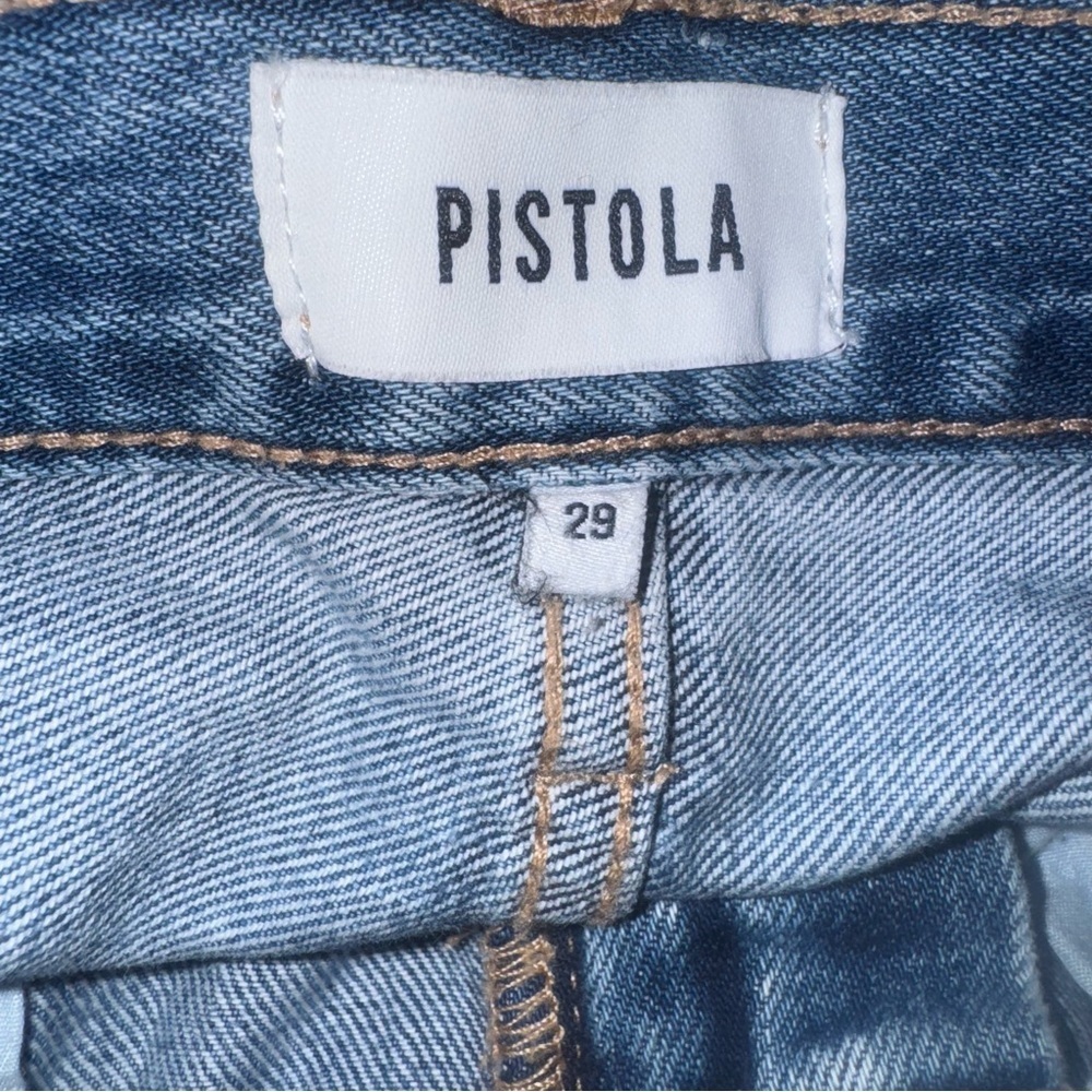 Pistola Distressed Denim Mini Skirt / Blue Jean Skirt Size 29 - Picture 5 of 6